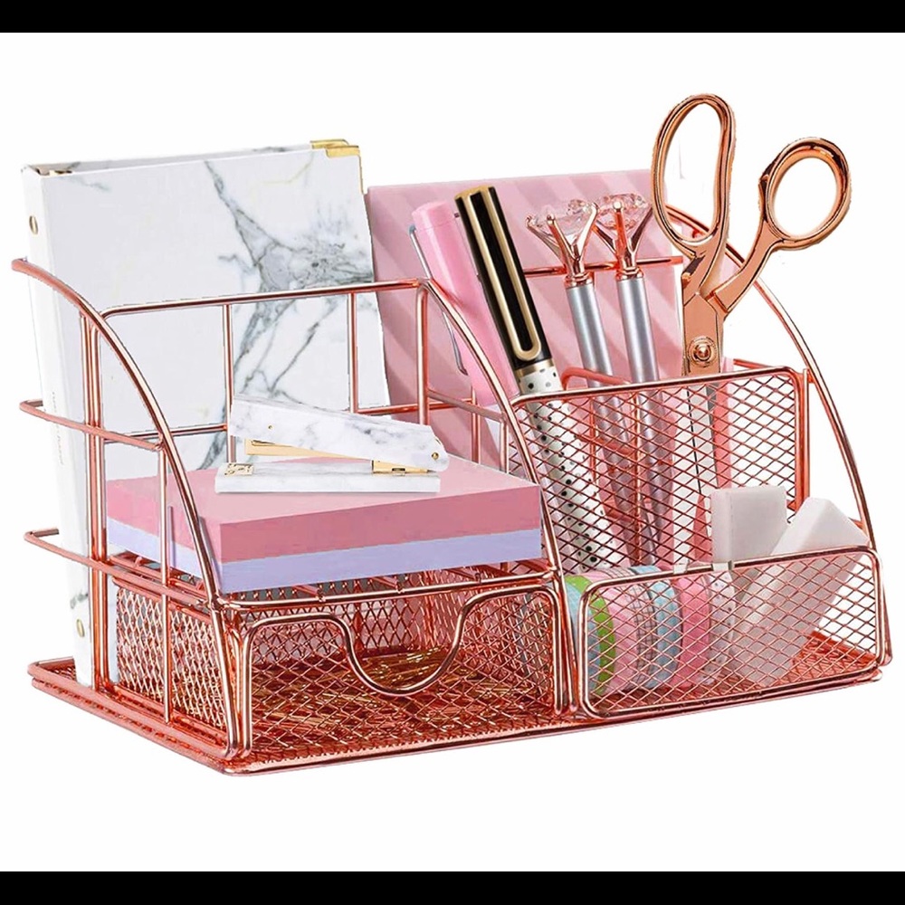 NIB Rose Gold Desk Organizer